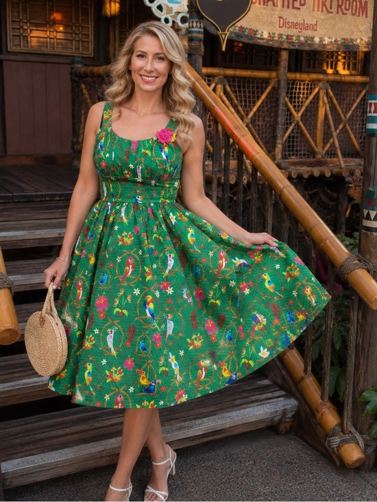 Disney Parks Dresses & Skirts - Disney Parks Enchanted Tiki Room Dress Women's XS Fit To Flare Disneyland Birds